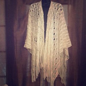 TODAY ONLY! White eyelet poncho sweater